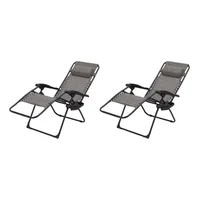 Outdoor Zero Gravity Chair Lounger, 2 Pack - Grey 1