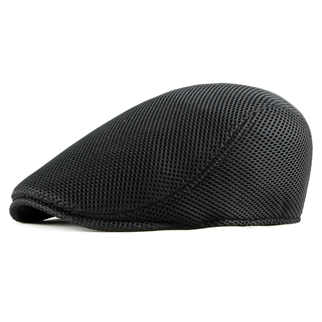 Summer Breathable Mesh Newsboy Hat Men Women Elastic Adjustable Beret Cap Paperboy Solid Color Golf Hats Driver Flat Caps 2