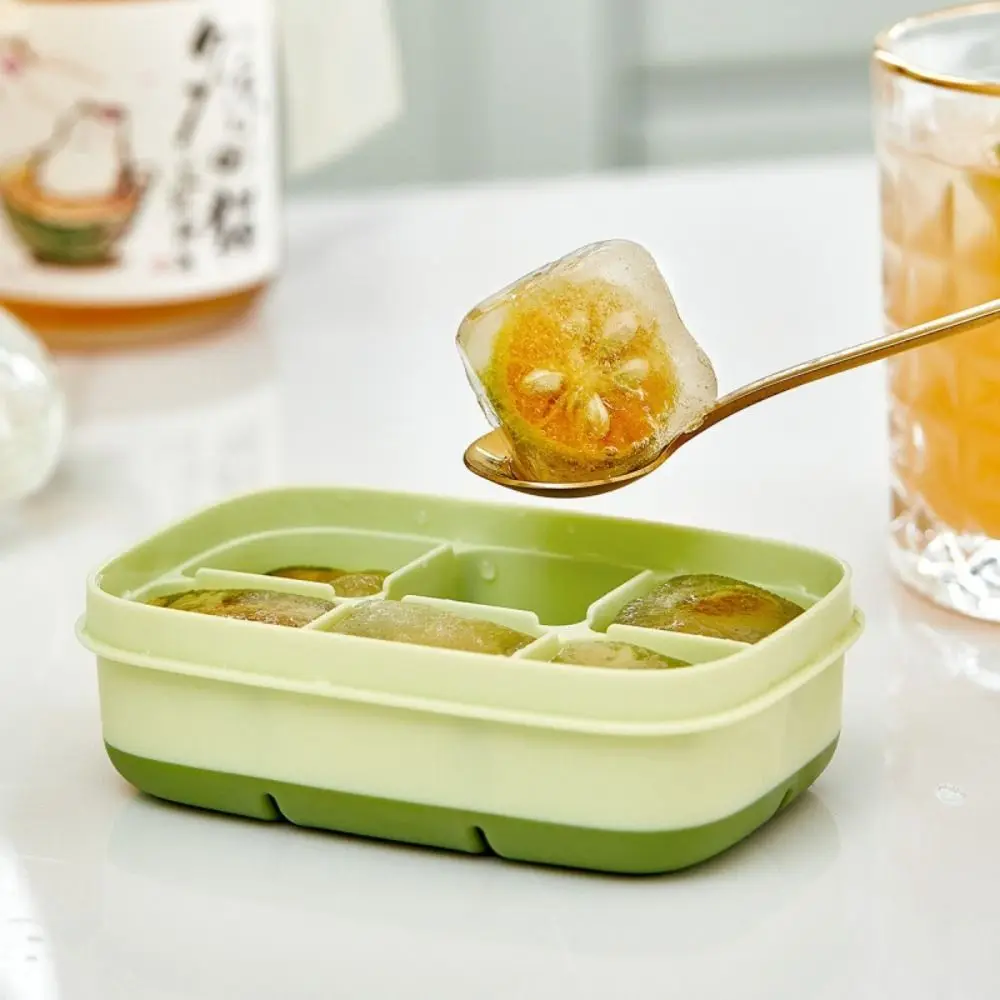 High Quality 6 Grids Ice Cube Mold with Lid Ice Maker Freezer Tray DIY Tools Easy To Release Cube Storage Box