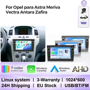 Nuevo sistema Linux actualizado, radio para coche de 7 pulgadas, reproductor multimedia estéreo para Opel, Astra, Meriva, Vectra, Antara, Zafira, negro, plateado, gris, compatible con luces de 7 colores, WIFI, BT, RDS, radio FM/AM, cámara AHD, navegación GPS, Carplay inalámbrico, Android Auto 1
