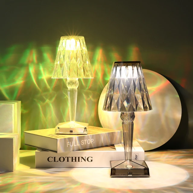 Lampe de Table en diamant en cristal, commande tactile, couleur changeante,  Bar romantique, lampe d'ambiance, acrylique, Rechargeable par USB -  AliExpress