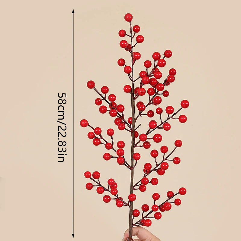 

Home Artificial Red Berries Red Berry Simulation Fruit Branches Table Christmas Arrangement Decoration New Year Decor