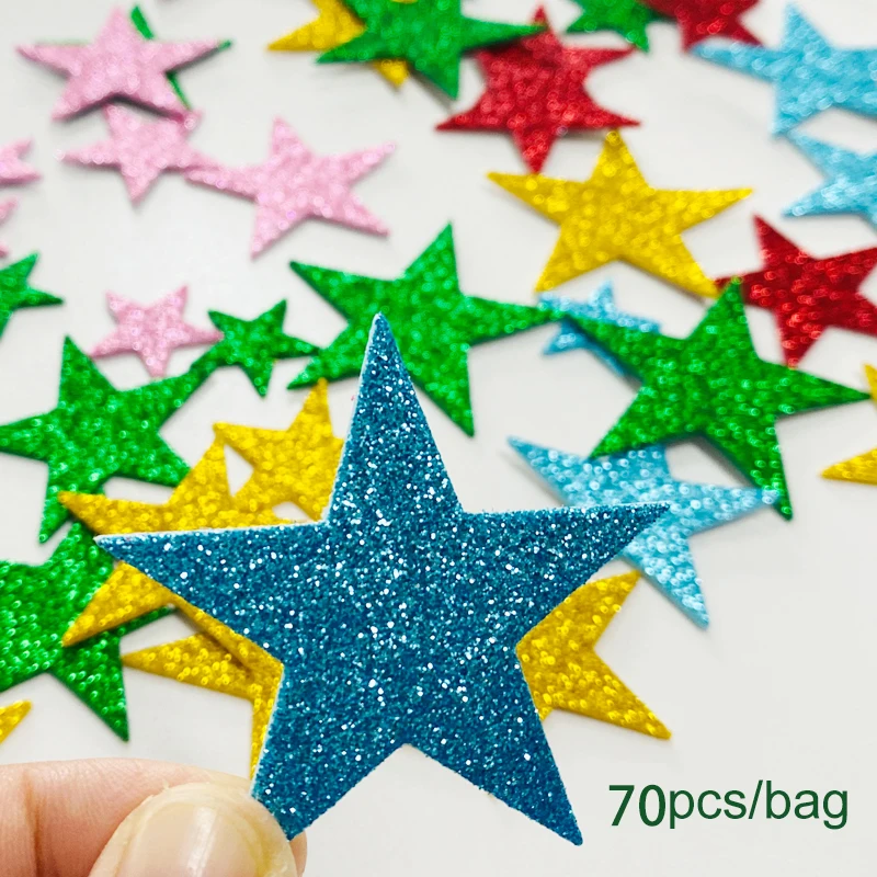 210pieces Colorful Glitter Foam Star 3D Self-adhensive Stickers Kid's  Scrapbooking Supplies Kits Home Birthday Party Decoration