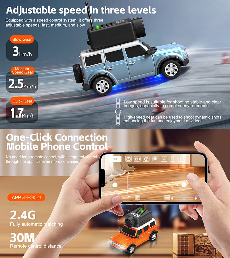 WLtoys 6405 6406-C 원격 조종 카메라 자동차 FPV 뷰 720P 비디오 앱 제어 VR 기능 2.4G WiFi RC 드리프트 자동차 1:64 스케일