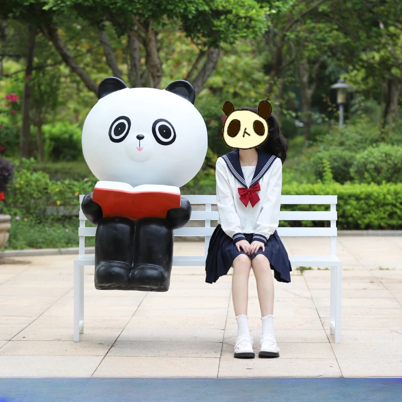 

Fiberglass Outdoor Cartoon Punch-in Photo Panda Animal Sculpture