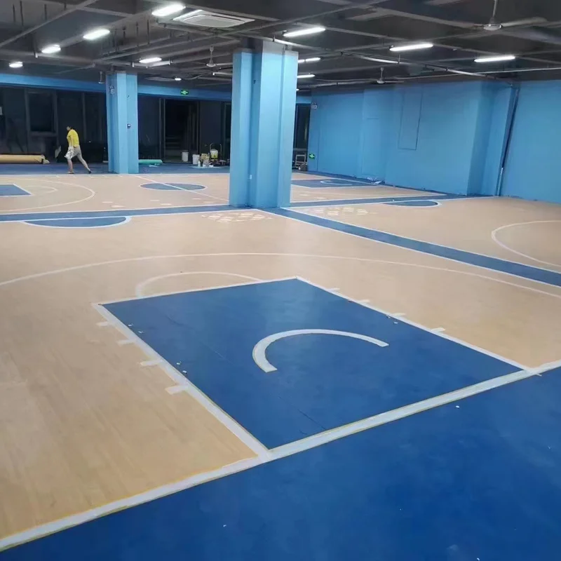 

Beable Indoor Use Maple Wood PVC Basketball Courts Sports Flooring With Whites lines And LOGO