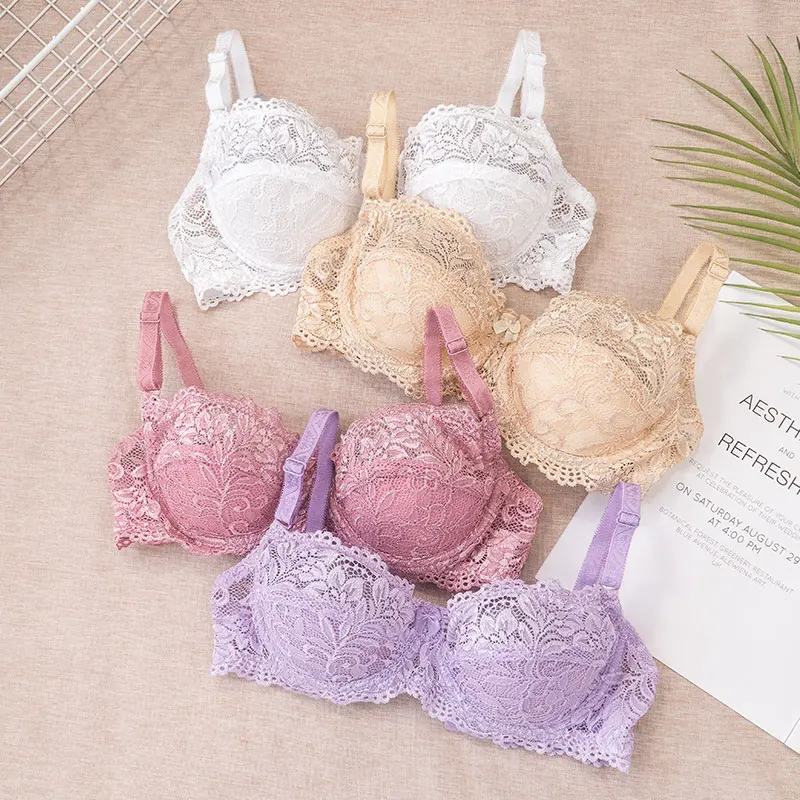 Lace Bra Women Push Up Small Bra Sexy Lingerie Underwire Brassiere  Underwear Women Comfortable Bralette A B Cup Bra - Bras - AliExpress