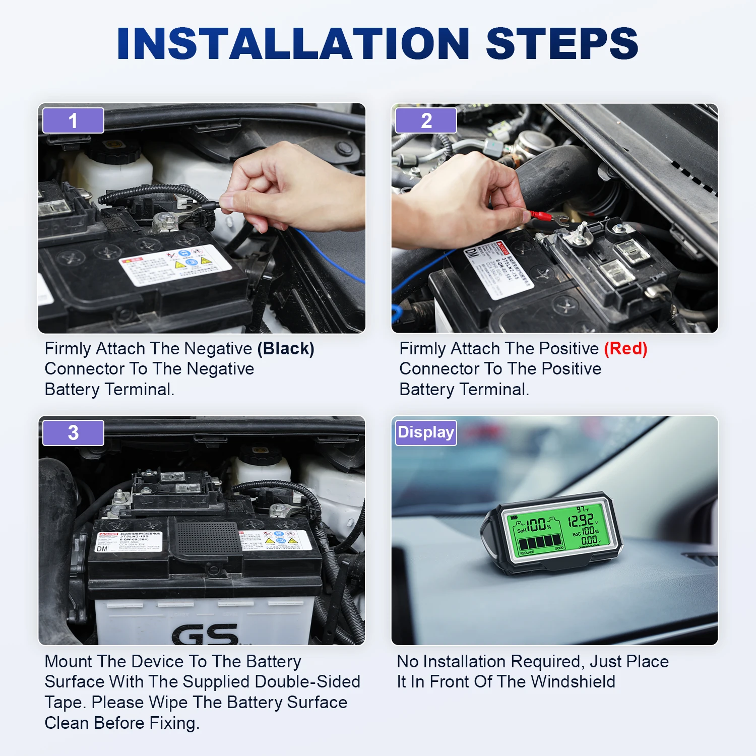 ANCEL BM200 PRO 12V LED Car Battery Tester Monitor Head-Up Display Waterproof SOH SOC Charging Battery Capacity Analyzer Tools