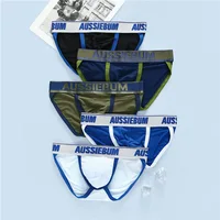 Men's underwear elastic mesh comfortable breathable sexy high fork youth briefs aussiebum Men's briefs milk silk waist comfort 1