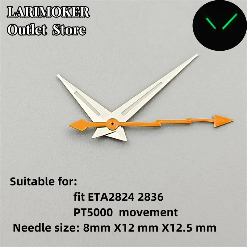 LARIMOKER 시계 핸드, 녹색 발광 핸드 핏, NH35, NH36, NH38, NH70, NH72, ETA 2824, 2836, PT5000 무브먼트