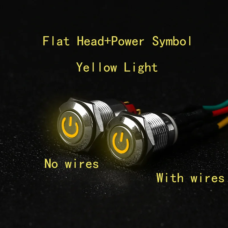 thumbnail image 1 of 12MM 1 pieza Pequeño interruptor de botón pulsador LED Encendido/apagado Zócalos Metal Arranque y parada 6V/12v/24V/220V Momentáneo Coche Eléctrico Motocicleta Barco, 1 of 5
