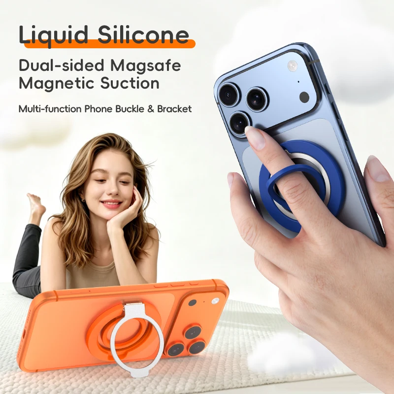 Dual-Sided Silicone Magnetic Phone Grip & Stand - Anti-Drop Holder