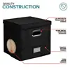 Vinyl Record Storage Box for up to 50+ 12-Inch Albums, Records Crate, LP Album Storage Fabric Cabinet Organizer Case 6