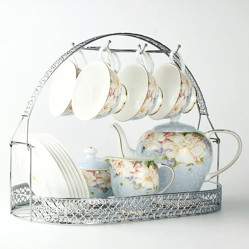 European-style Silver-plated Coffee Cup Holder Home Crafts Iron Rack Saucer Holder Lace Wire Cup Saucer Iron Crafts