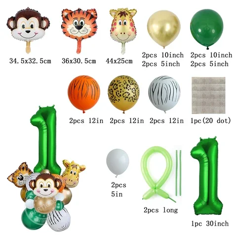 

Jungle Safari Theme Party Balloon Garland Baby Box Animal Latex Globos 1 2 3 Kids Birthday Party Decoration Home Supplies 1set
