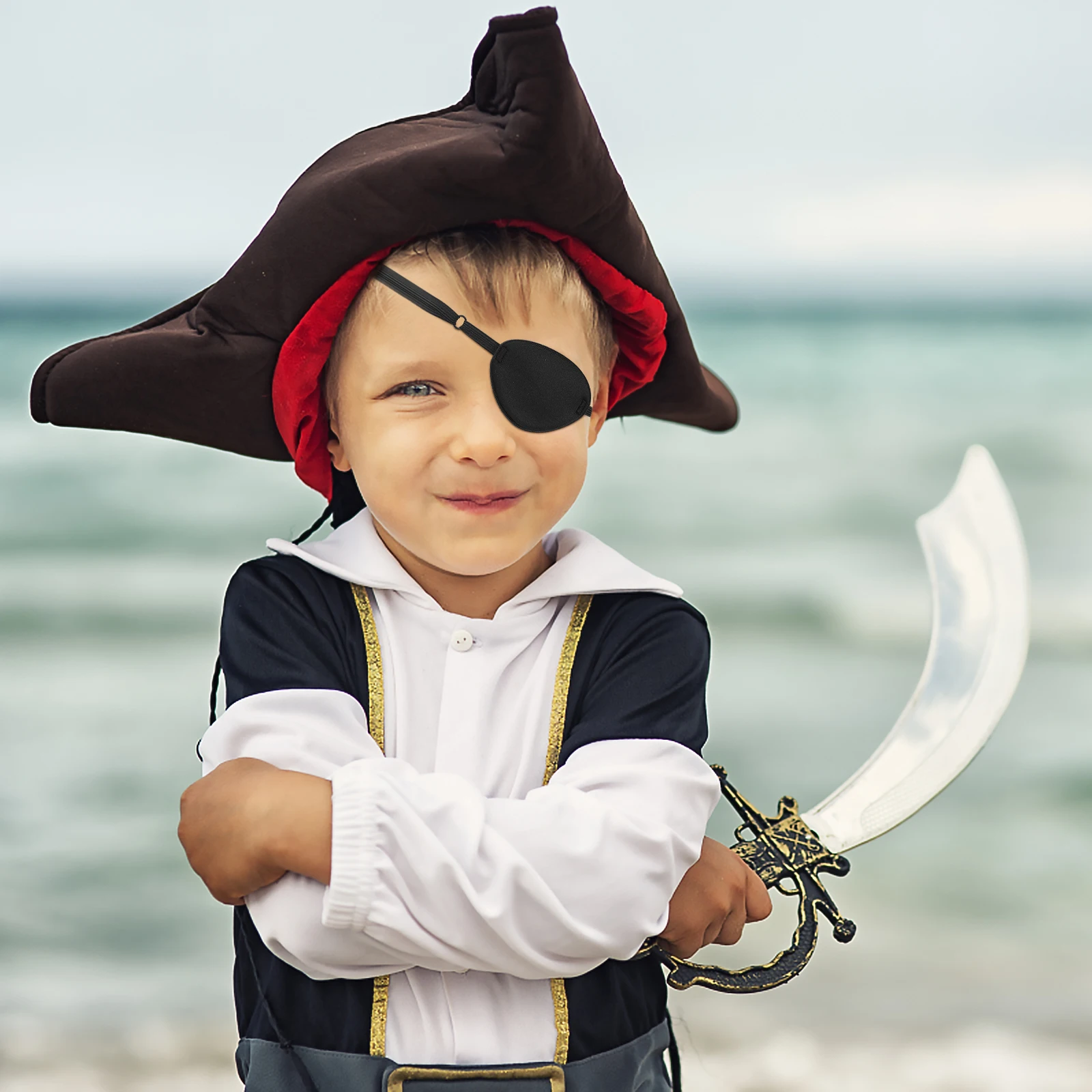 1Pc Pirate Eye Patch Soft Black Sponge Pirate Eye Mask Pirate Costume Halloween Party Cosplay Props Single Eye Patch For Adults 4