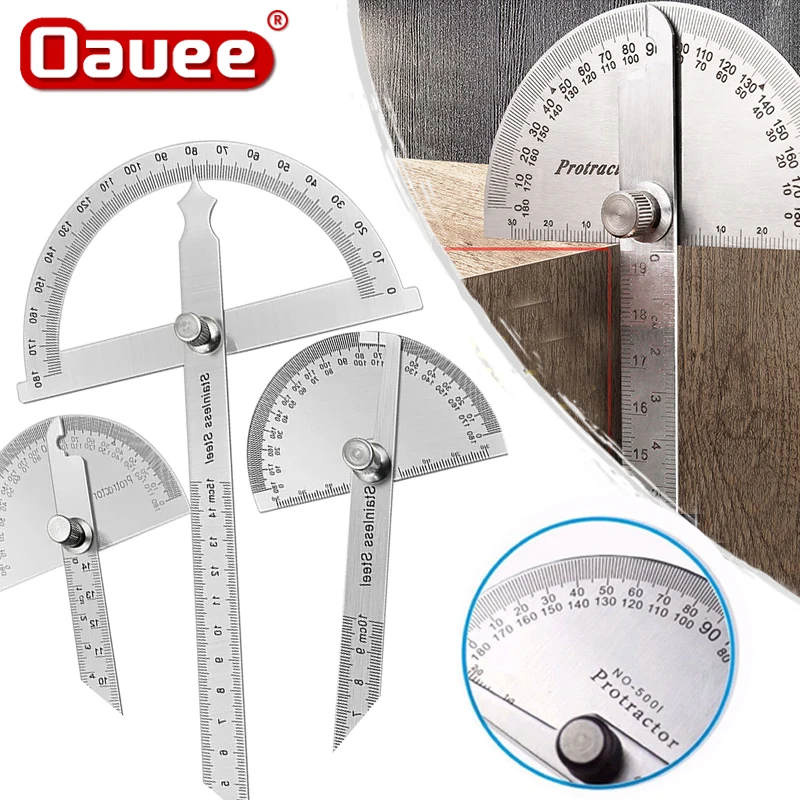 180 Degree Protractor Metal Angle Finder Goniometer Stainless Steel