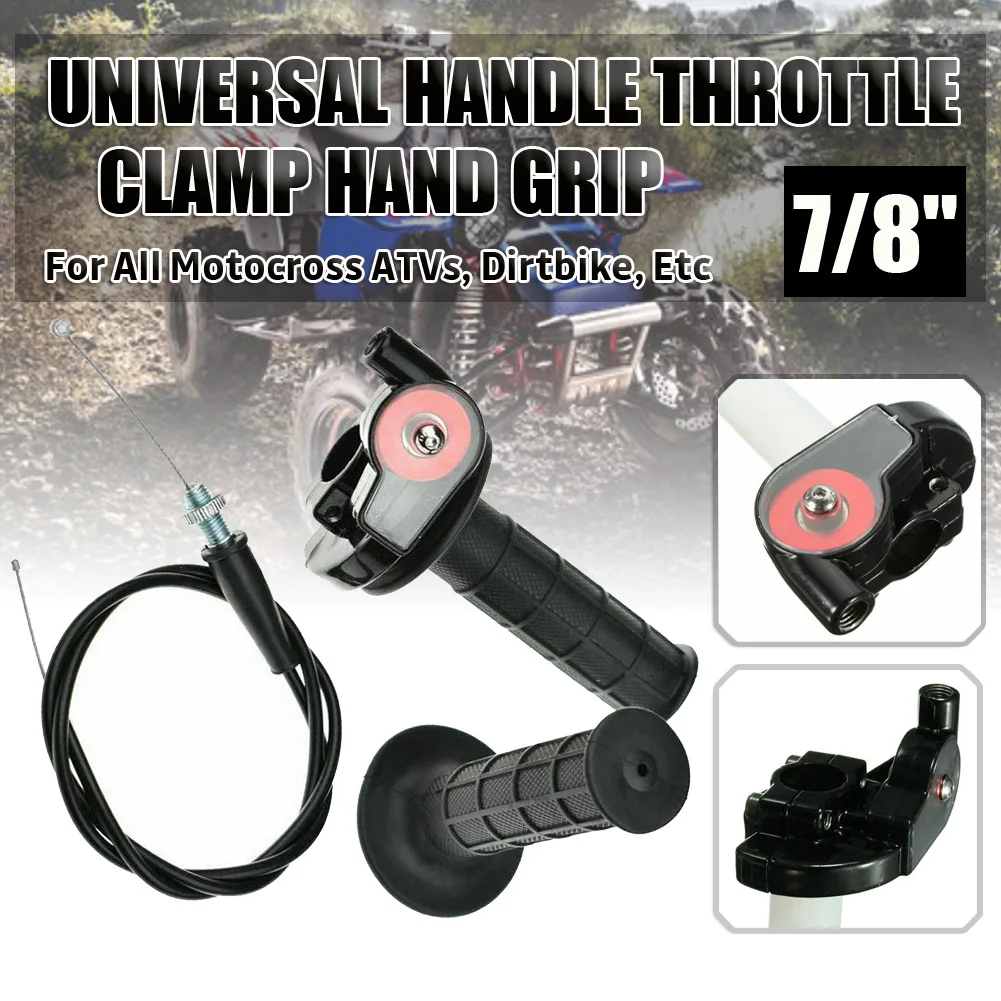 

7/8" Universal Motorcycle Black Left & Right Handle Throttle Clamp Hand Grip hand grips with throttle cable