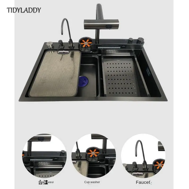 Waterfall Kitchen Sink Pull Out Waterfall Water Tap Smart Kitchen Sink Multifunction Kitchen Faucets Novel Kitchen Accessorie 4