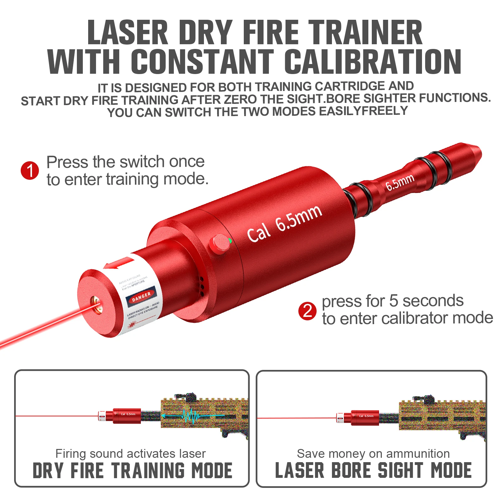 6.5mm Dual purpose Laser Trainer Dry Powder Laser Training Bullet