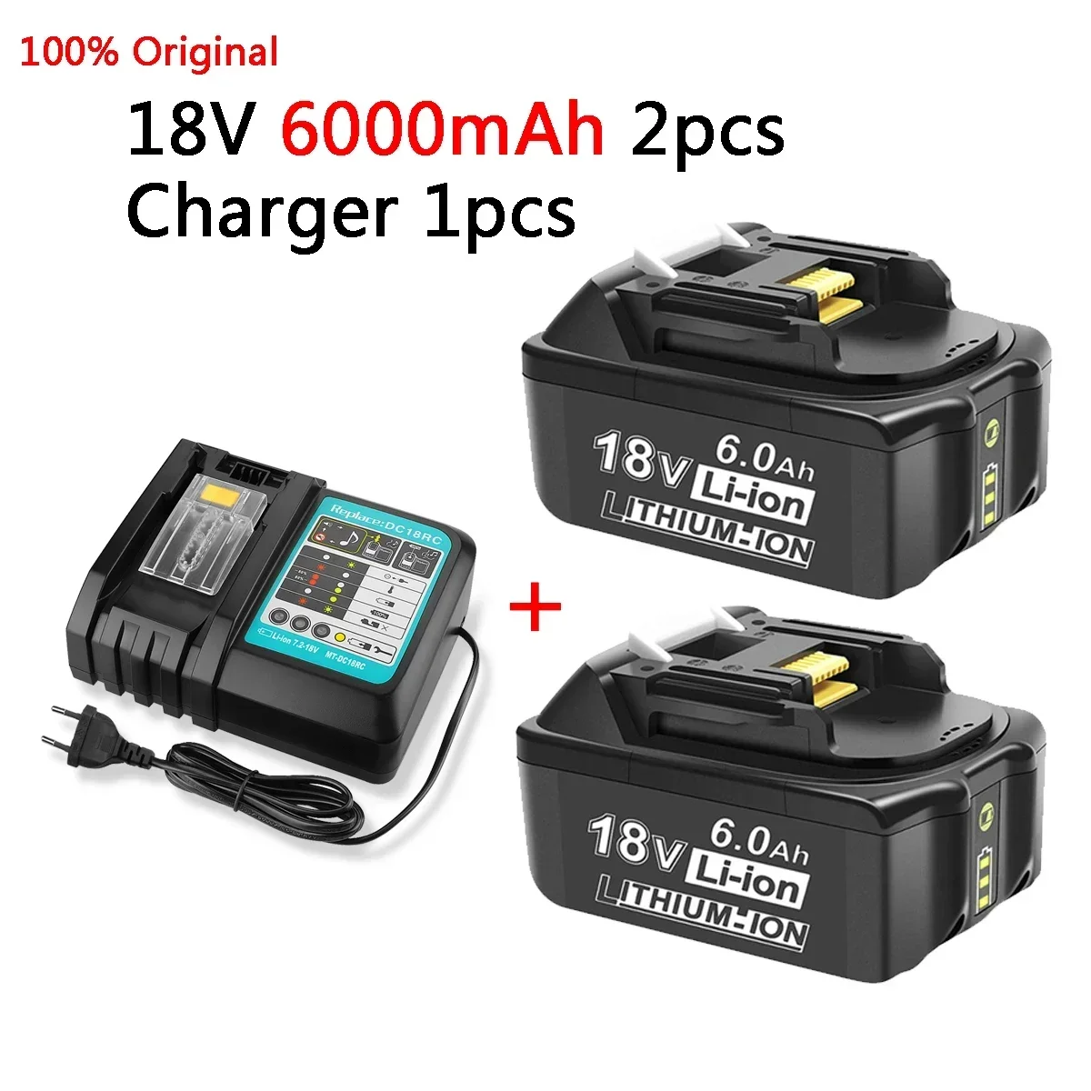 

Makita 18V 6000mAh Rechargeable Power Tools Battery 18V makita with LED Li-ion Replacement LXT BL1860B BL1860 BL1850+3A Charger