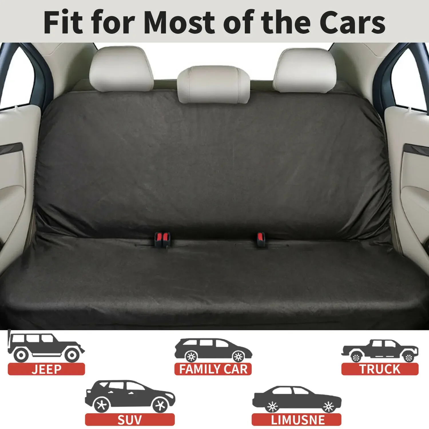 

Heavy Duty Waterproof Car Rear Seat Cover Black Automotive Universal Pet Dog Durable Universal Protective Cover