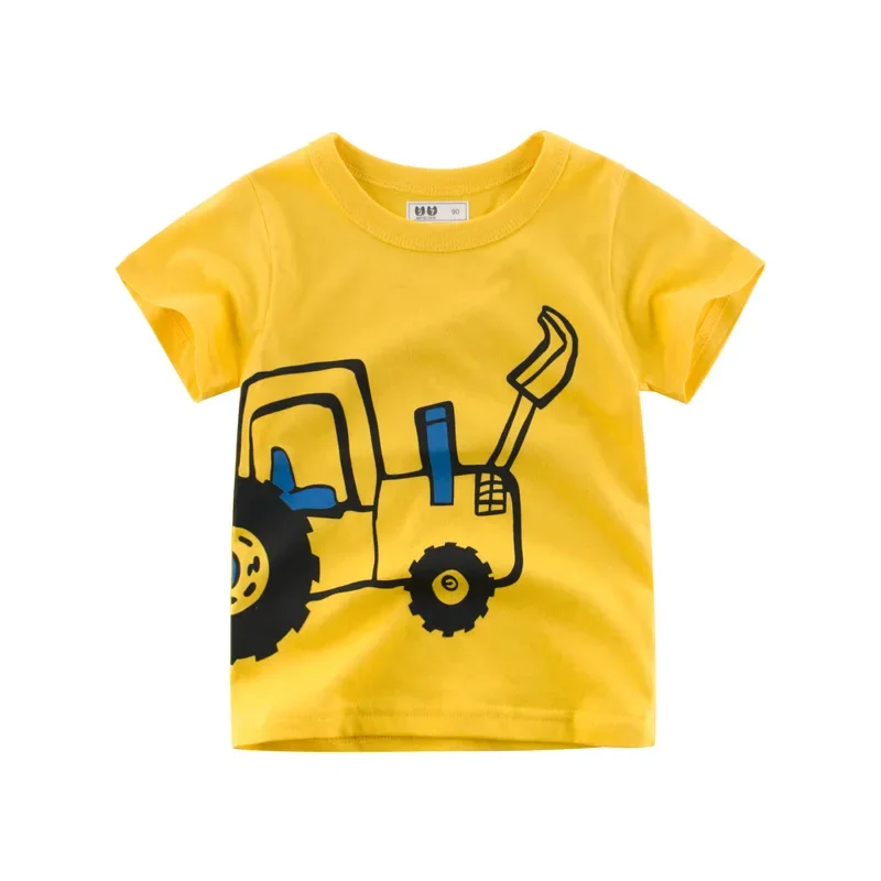 

Excavator T-Shirt for Boys Summer New Children's Cartoon Print Fun patternsTop Short Sleeve O-Neck Kids Clothes Ropa De Niño