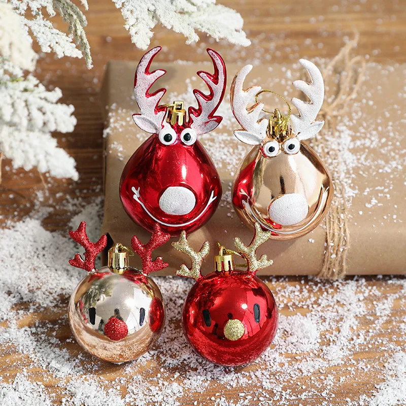 

2pcs Christmas Decoration Elk Christmas Balls Ornaments Xmas tree Hanging Bauble Pendant for Home Decor 2024 New Year Navidad