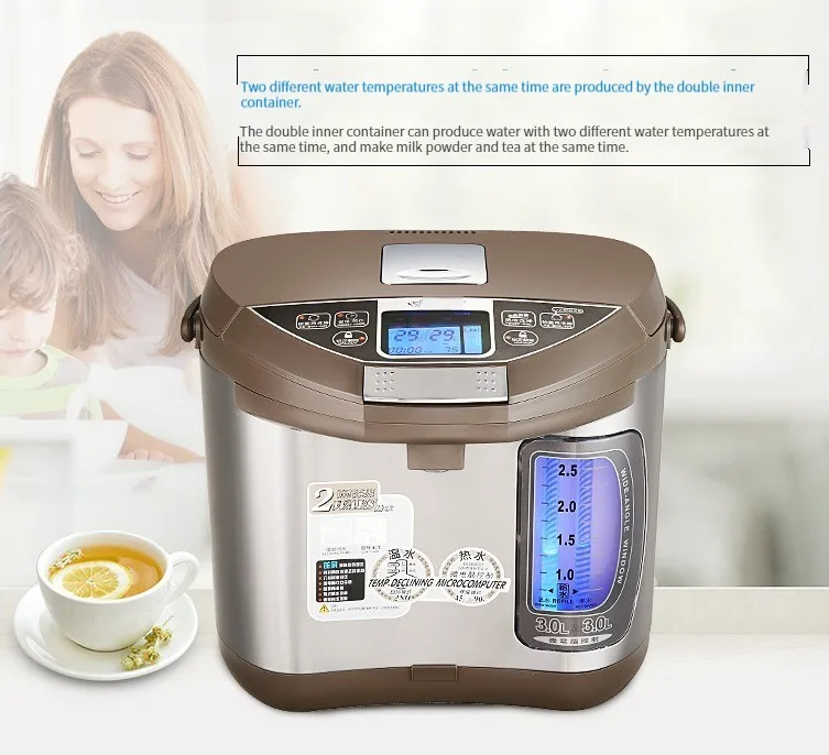Double-bank and dual-temperature household intelligent kettle with integrated stainless steel thermostatic kettle 6L