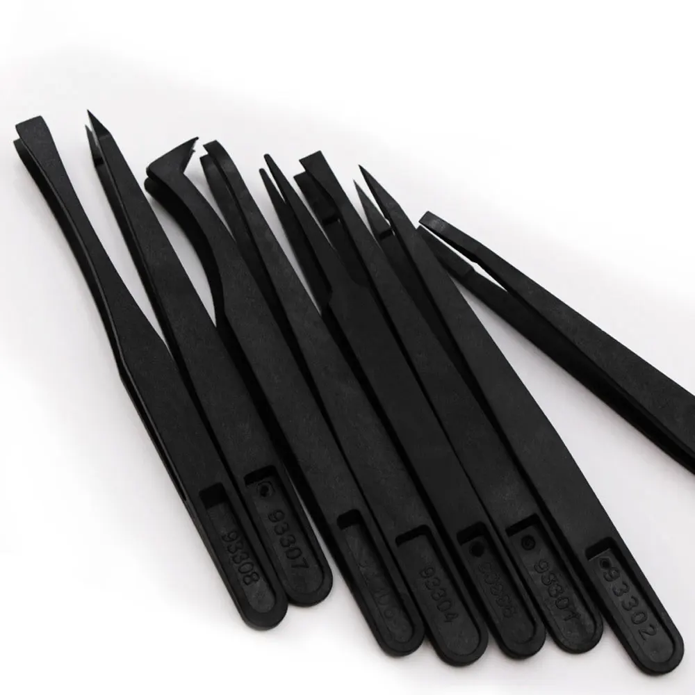Precision Tweezers ESD Anti Static Tweezers Tweezer Tool Plastic Precision Tweezers Set Upgraded Anti-Static Curved Tweezers for Electronics Laboratory Work Jewelry