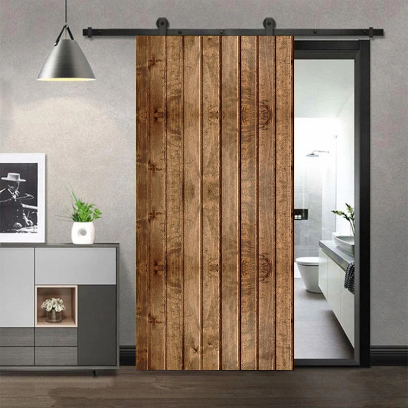 Door Wallpaper Stickers Retro Wooden Door Stickers Adhesive Vintage Wood Grain Photo Wallpaper for Living Room DIY Full Door Mural Cover Art Poster Home