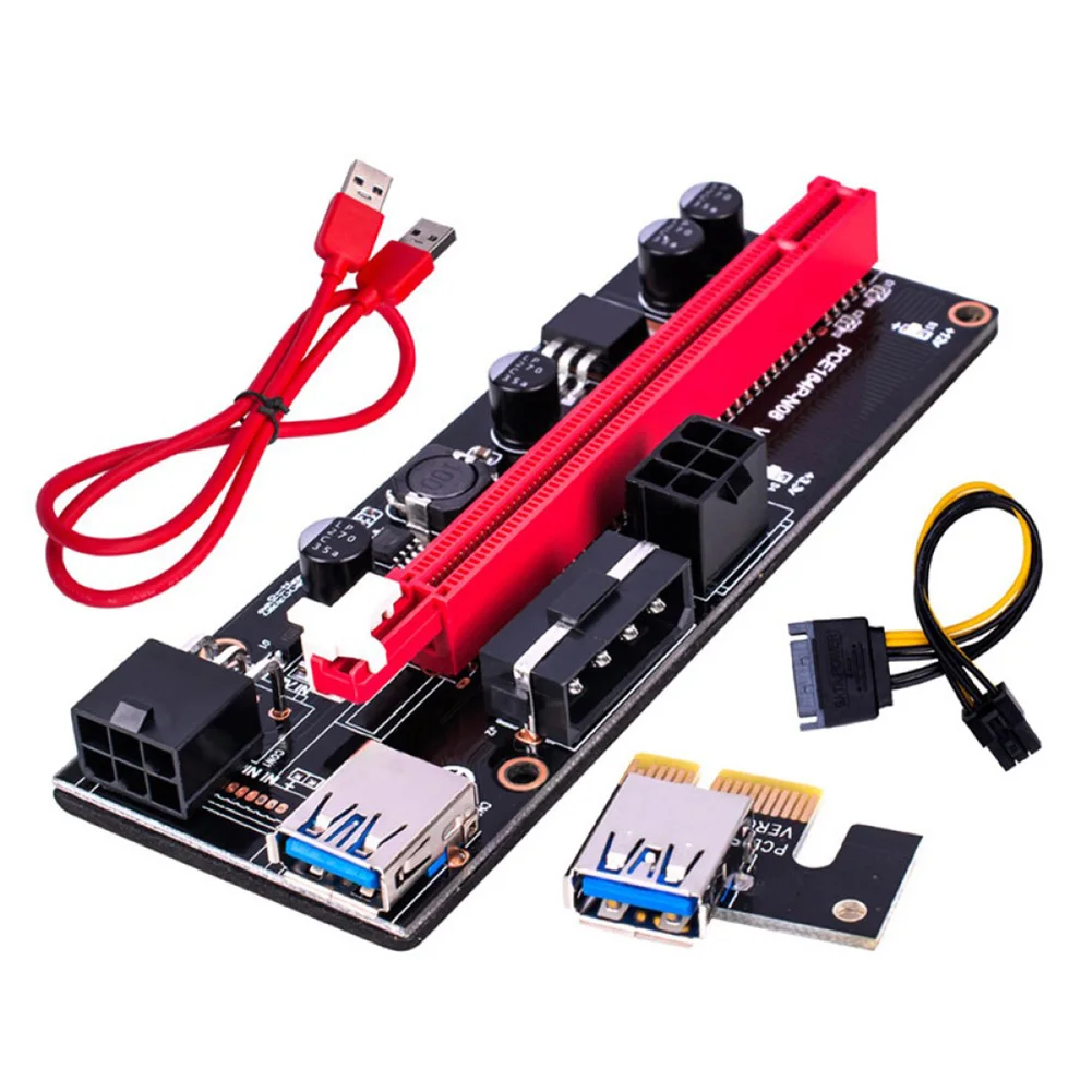 

Переходная карта PCI Express, кабель USB 3,0, PCI-E 1X до 16X, 4 контакта, 6 контактов, адаптер питания для графического процессора, аксессуары для майнинга