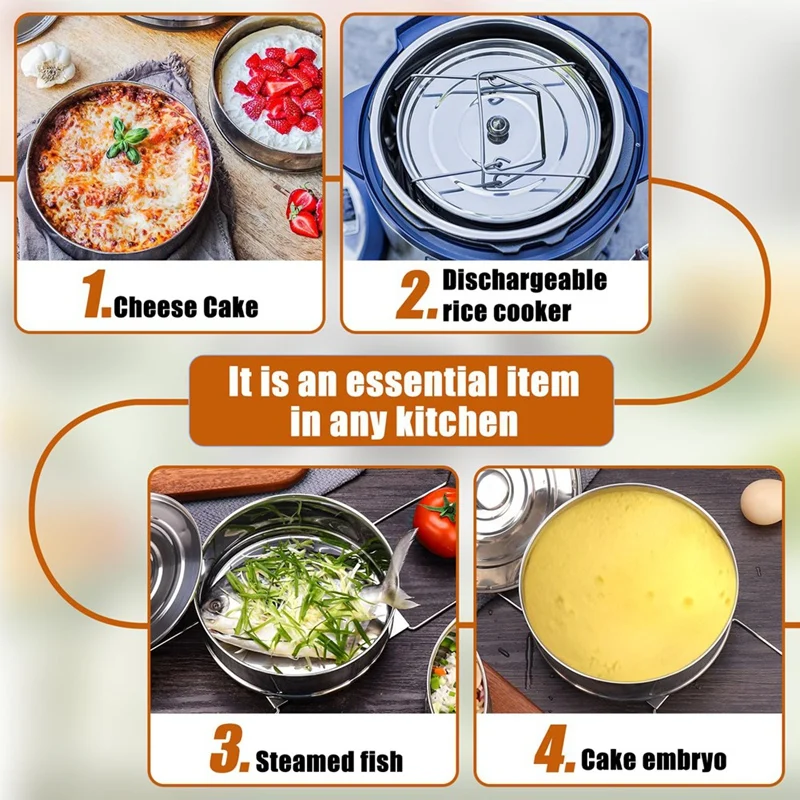 L99A-2-Tiers Stainless Steel Steamer 2.4 Quarts Capacity With Lid Stackable Flan Pan Mold Nonstick Steamer Insert Pans