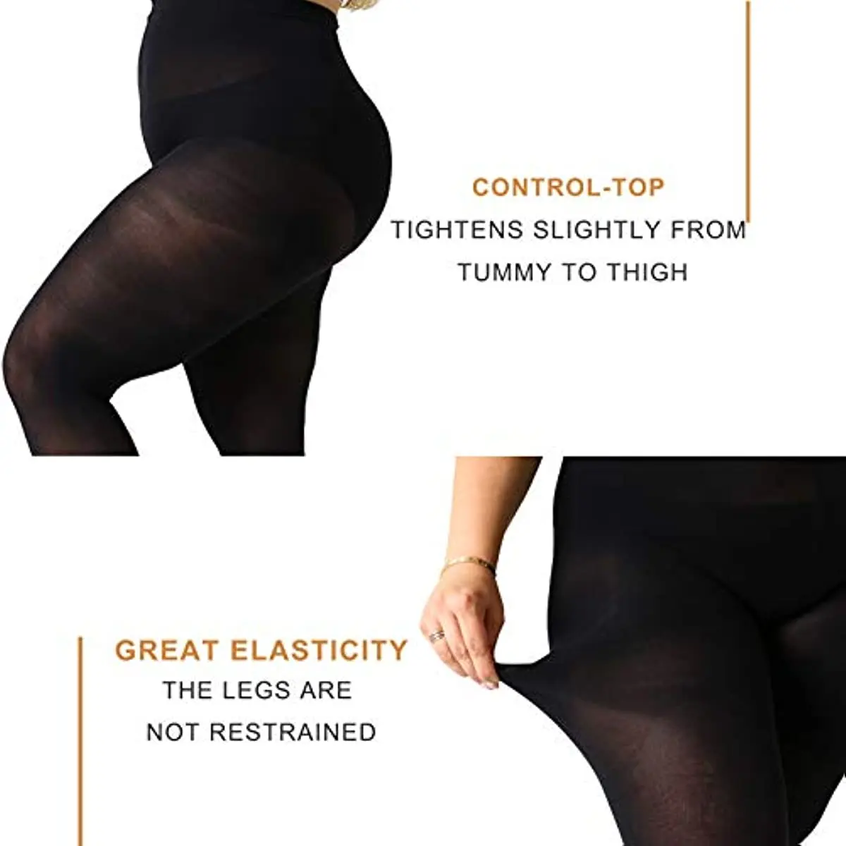 2 Pairs Plus Size Tights Control Top Pantyhose High Waist for Women Queen  Size Tights Plus Size Pantyhose Women