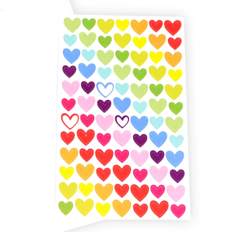 Colorful love Adhesive Stickers 10pcs For Scrapbooking DIY Arts Crafts Fun Shapes Creative Projects
