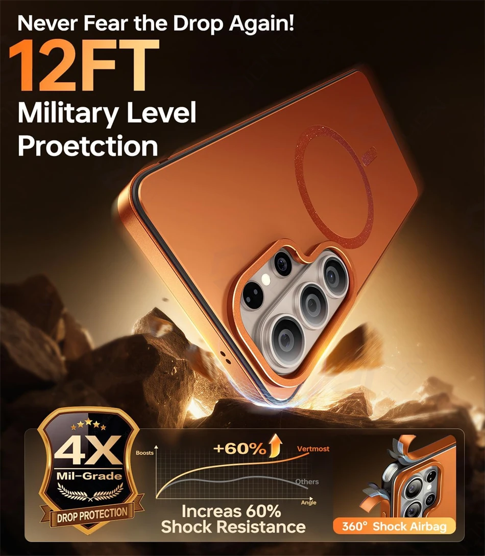 Magnetic Aluminum Metal Frame Case with Original Color Backplate and MagSafe Compatibility