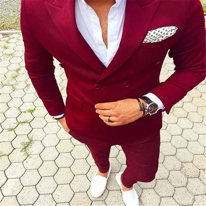 New Red Terno Bespoke Men Suits Fashion 