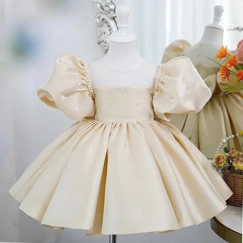 

2023 Elegant Lush Dress for Girls Children Birthday Party Dresses Girl Carnival Costume Teens Beading Bows Evening Ball Gown