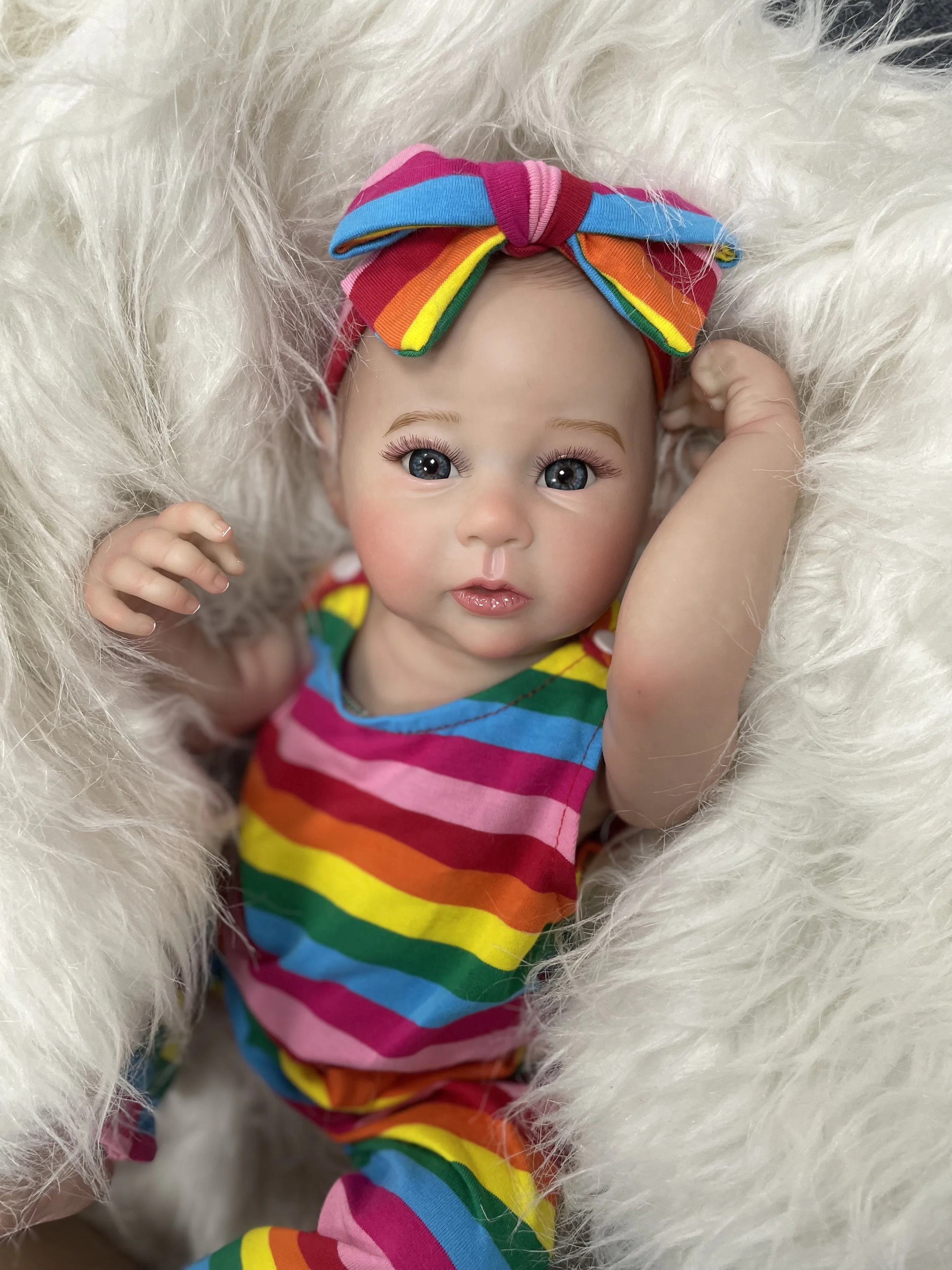 18 Inch Reborn Baby Doll Raven Full Body Silicone Vinyl Girl - Main Image