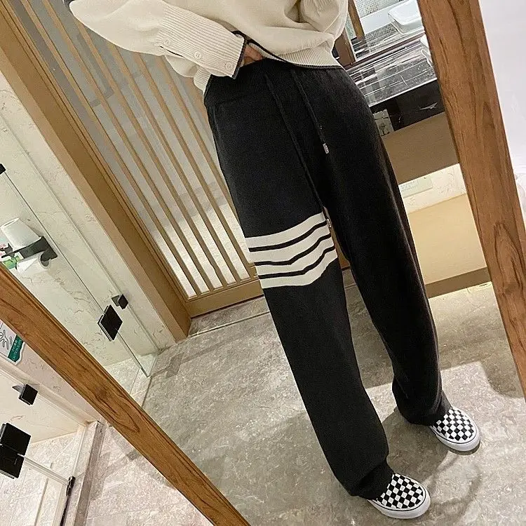 

2024 New Spring and Autumn Women's TB Pants Sweet High Waist Straight leg Sports Pants Wide leg Pants Women's Pants