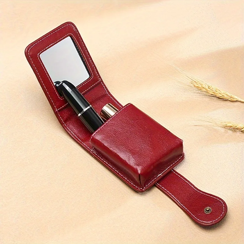 Elegant Mini Cosmetic Case with Mirror Portable Makeup Pouch with Snap Closure Versatile and Stylish for Daily Use and Travel 4