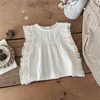 2025 Spring New 0-3 Years Baby Girl Edge Cover Vest Lotus Leaf Collar Base Shirt And Loose Pants 3pcs Suit Girls Clothes Set 4