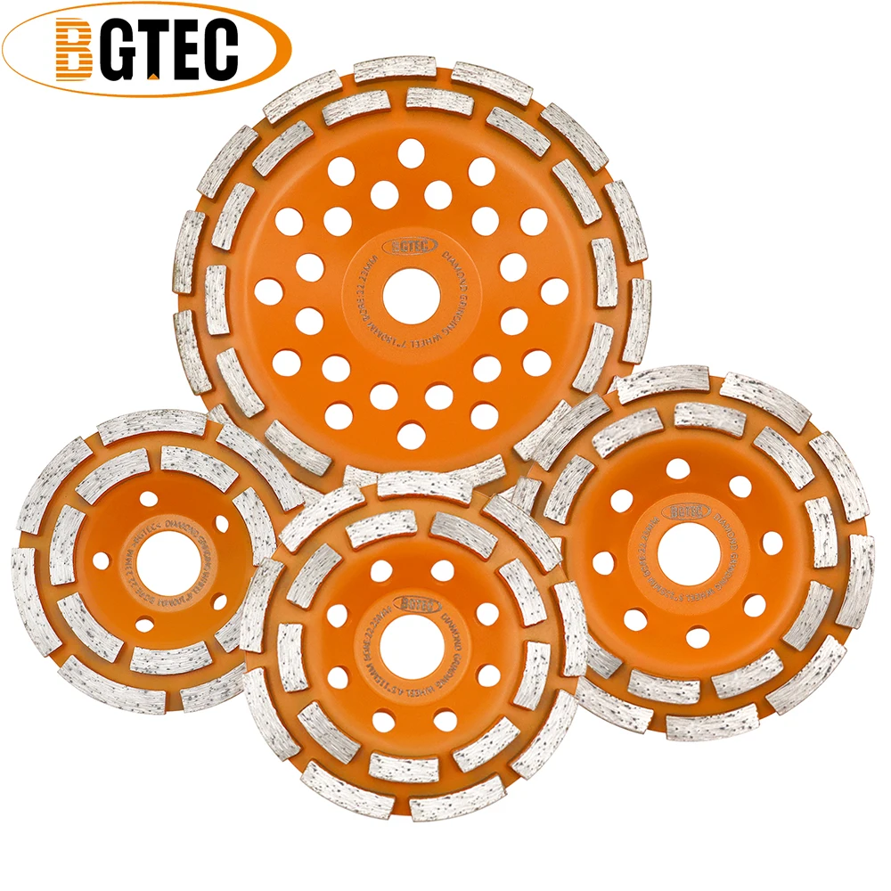BGTEC 1pc Dia100/115/125/180mm Diamond Double  Row Grinding Wheel Cup For Concerte Polishing Marble Granite Bore 22.23mm Plate double row spherical roller bearings self aligning cylindrical bore 21305 21306 21307 21306 21308 21309 21310 21311 21312