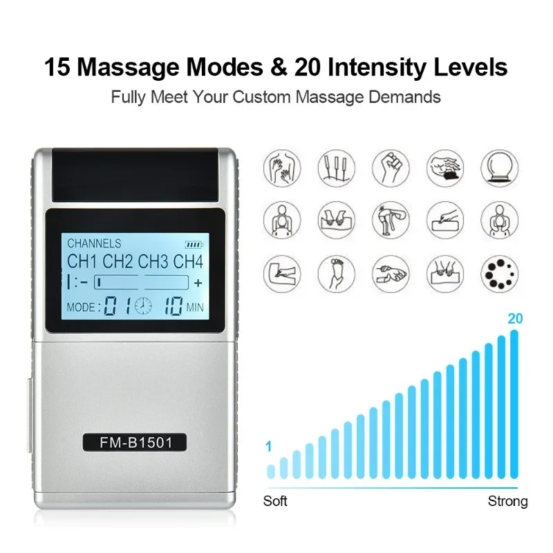15 Modes EMS Electric Muscle Stimulator TENS Physiotherapy Pulse Full Body Massager Machine Pain Relief Health Care Device 2