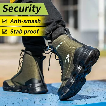 Scarpe antinfortunistiche da uomo Protezione del lavoro Scarpe da lavoro Punta in acciaio Stivali da uomo Scarpe da ginnastica alte da lavoro Stivali da lavoro antiforatura anti-sfondamento