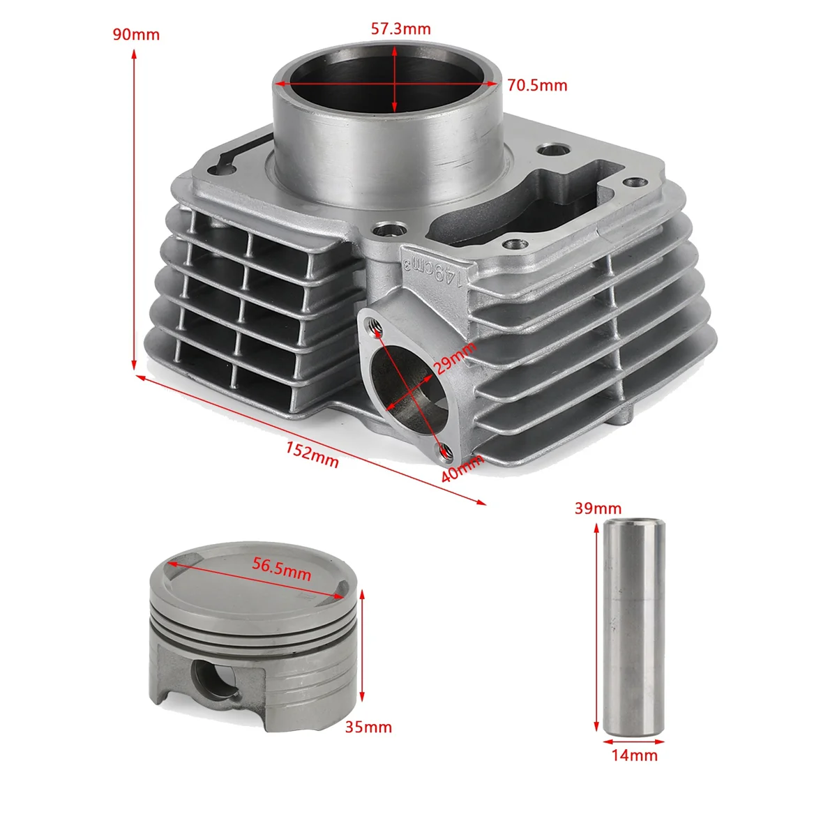  Ǹ ŰƮ, ȥ XR150 CBF150 KTT150 ǽ  Ŷ  ǰ, 57.3mm