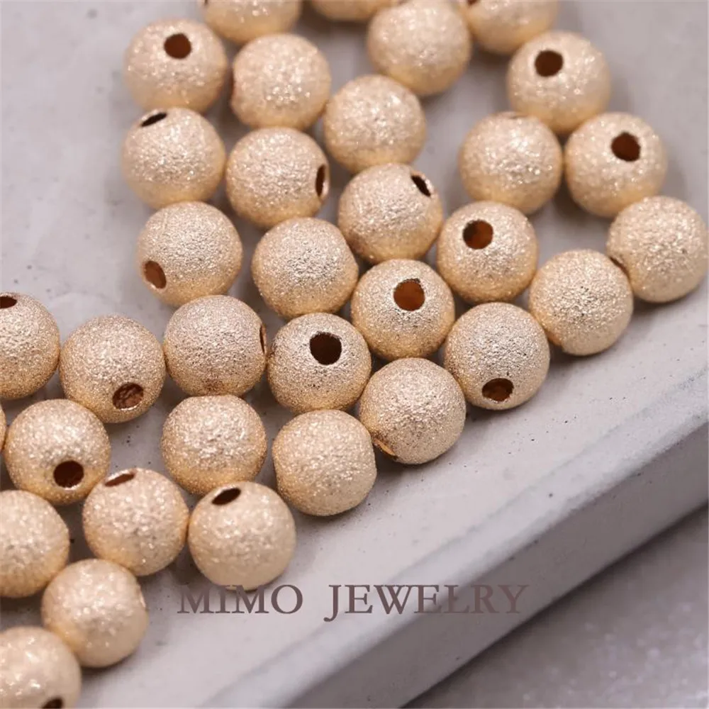 American 14K Gold Filled 2-6mm frosted surface through hole gold beads DIY separated beads scattered beads