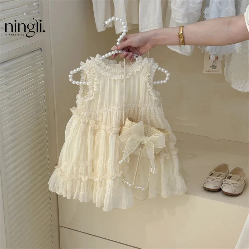 

Girls' Summer Dress Dress New Pearl Sleeveless Dress Little Girl Summer Dress Children Princess Dress