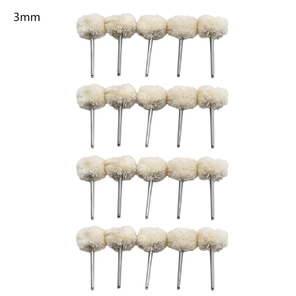 

20pcs Wool Polishing Brush Grinding Buffing Shank Cotton Thread Polishing Mini Brush Latch Type Rotary Abrasives Power Tool