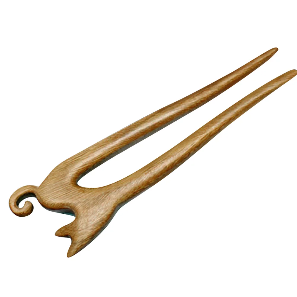 

Chinese Wood Hair Stick Hairpin Cat Carved Hair Fork Stick Vintage Hair Holder